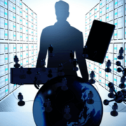 Man standing in server room