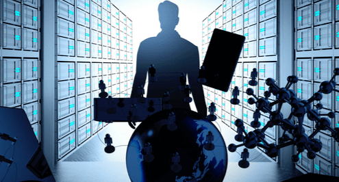 Man standing in server room