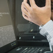Business man frustrated with data loss
