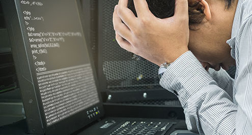 Business man frustrated with data loss