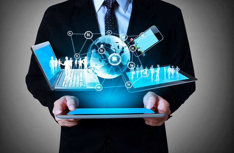 professional person holding tablet IT concept