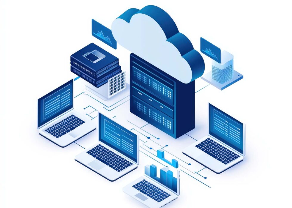 server room backup cloud illustration